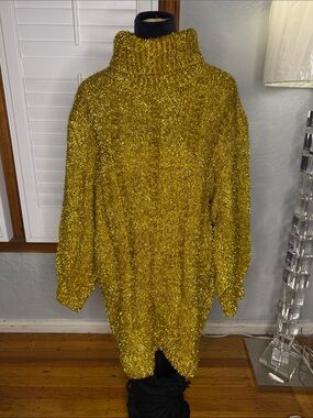 H&M Metallic Gold Turtleneck Sweater